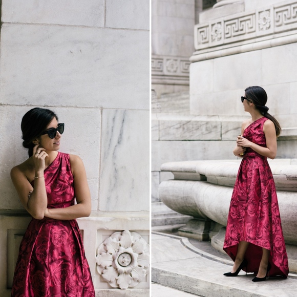 St. John Jacquard Hi-Low One Shoulder Dress - Picture 1 of 4